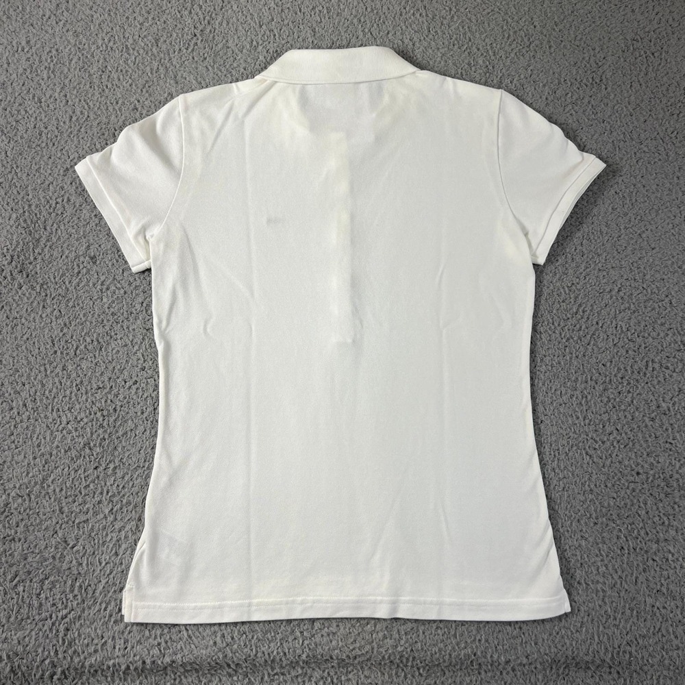 Lacoste Polo Shirt Women L/10 White Pique Stretch Short Sleeve Button Up VTG NWT - Picture 2 of 11
